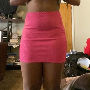 PLT hot pink croc print bodycon mini skirt